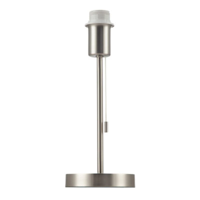 Image of Happy Homewares Traditional Table Lamp Base In Satin Nickel With Pull Cord Switch