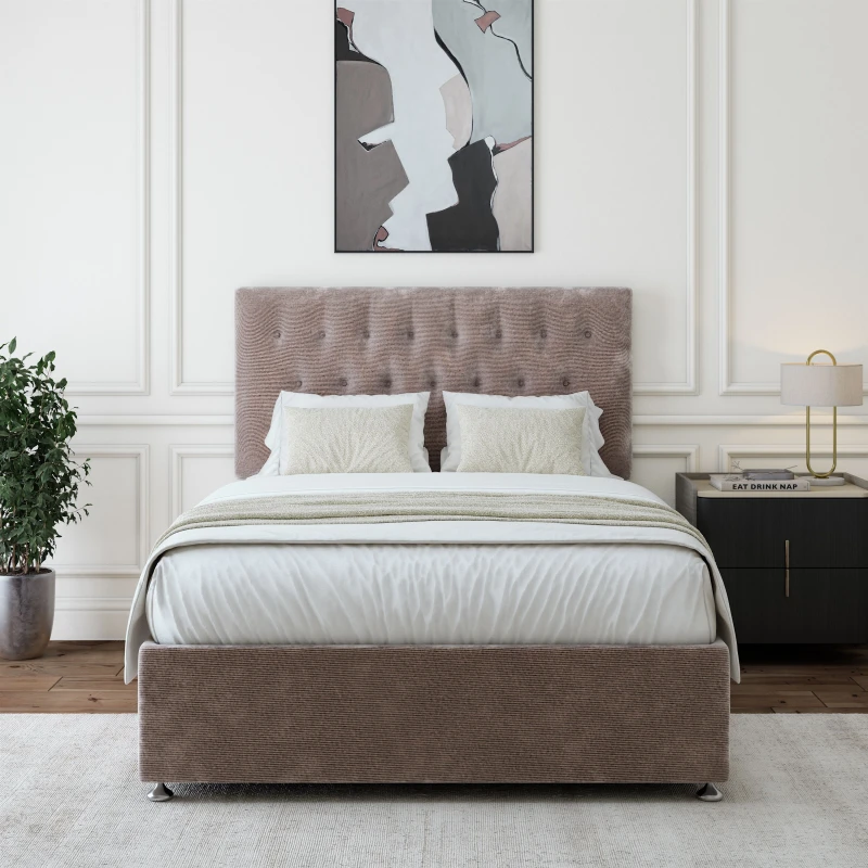 Image of Bedmaster Bedmaster Chenille Divan Base And Button Headboard in Silver Size: Single Silver Single Unisex 9502559384675