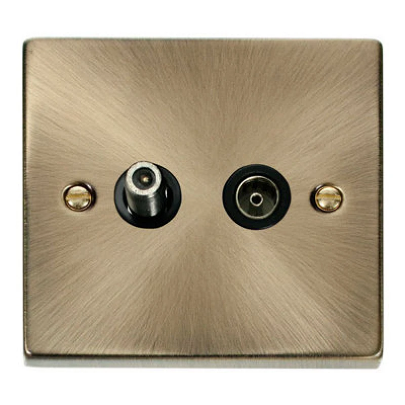 Image of SE Home Antique Brass Satellite And Isolated Coaxial 1 Gang Socket Gold unisex
