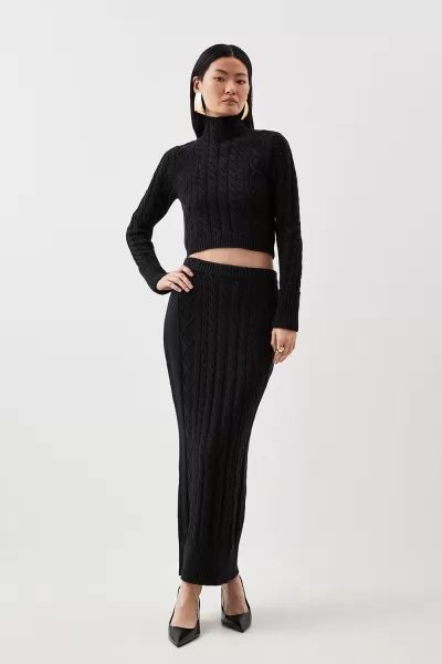 Image of Cable Knit Midi Skirt