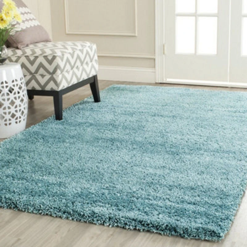 Image of Smart Living Smart Living Soft Fluffy 5cm Thick Pile Shaggy Area Rugs for Living Room, Bedroom in Duck Egg Blue Size: 80cm x 150cm Duck Egg Blue 80c
