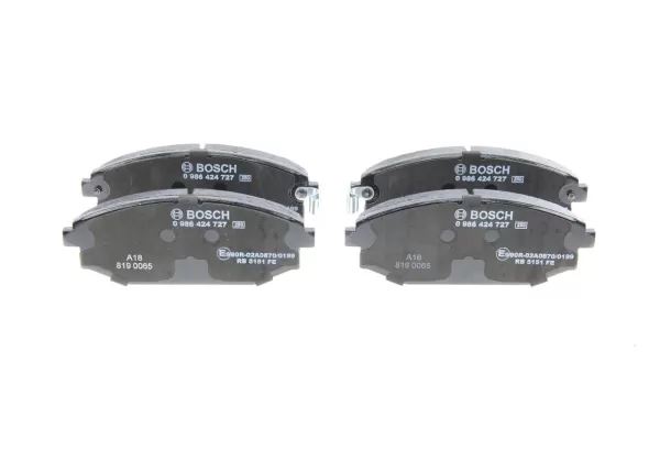 Image of Bosch Brake pad set HYUNDAI,MITSUBISHI 0 986 424 727 E990R02A08700199,5810138A40,58101M1A00 S2000100,SB000027,SB000100,S2000100,SB000100