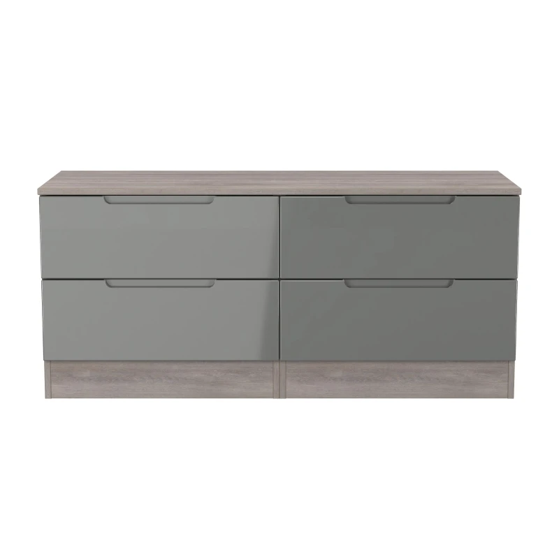 Image of Welcome Furniture Ltd Milan 4 Drawer Bed Box in Grey Gloss & Grey Oak - Ready Assembled, Grey MIL036GGGO
