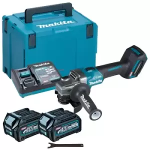 Image of GA004GD201 40V xgt Brushless 115mm Angle Grinder, 2x 2.5Ah Batteries, Charger & Case - n/a - Makita