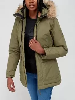 Image of adidas Utilitas Hooded Jacket - Khaki, Size 2Xs, Women