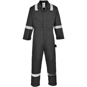 Image of F813 - Black Sz XXL Iona Coverall Boiler Suit Hi Vis Bands - Portwest