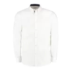 Image of Kustom Kit Mens Contrast Premium Oxford Shirt (S) (White/Navy)