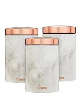 Image of Tower Marble Rose Gold Edition Canisters ; Set Of 3