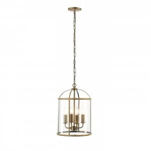 Image of 4 Light Ceiling Pendant Antique Brass, Glass, E14