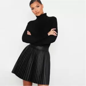 Image of I Saw It First Faux Leather Pleated Mini Skirt - Black