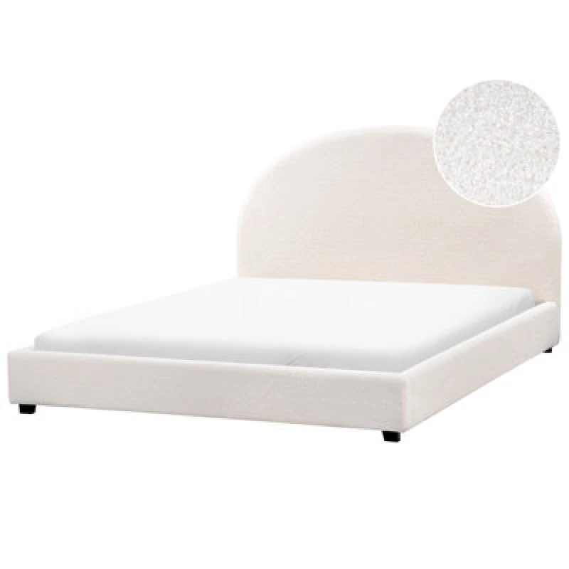 Image of Beliani Bed Boucle Vaucluse 160 X 200 Cm (Eu King Size) Off-White
