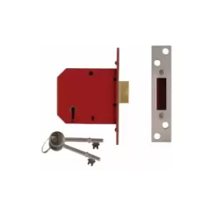 Image of 2101 5 Lever Mortice Deadlock Satin Brass Finish 77.5mm 3" Box - Union