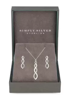 Image of Sterling Silver 925 Cubic Zirconia Infinity Set - Gift Boxed