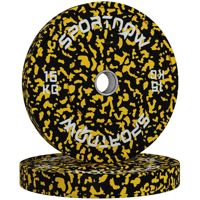 Image of SPORTNOW Olympic Weight Plates with 5cm Holes for Weight Lifting - Yellow 15KG TJ Hughes 5063603250901