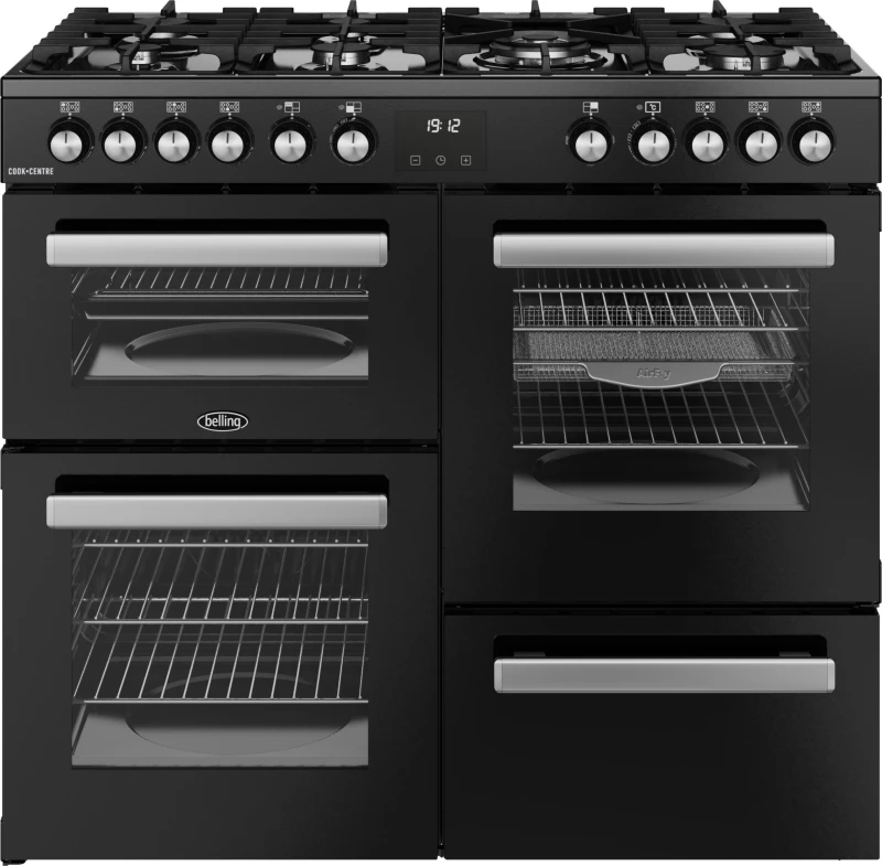 Image of Belling Cookcentre 100DF 100cm Dual Fuel Range Cooker - Black - A/A Rated