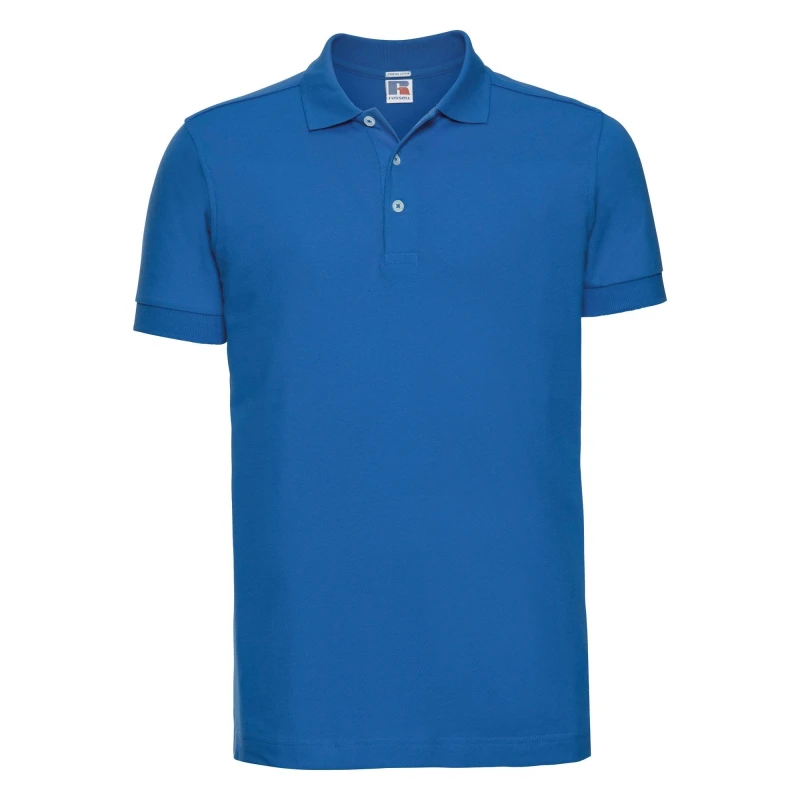 Image of Russell Stretch Short Sleeve Polo Shirt Blue male