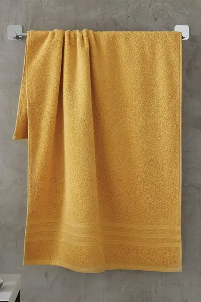 Image of Catherine Lansfield 'Zero Twist' Cotton Bath Sheet Pair Yellow