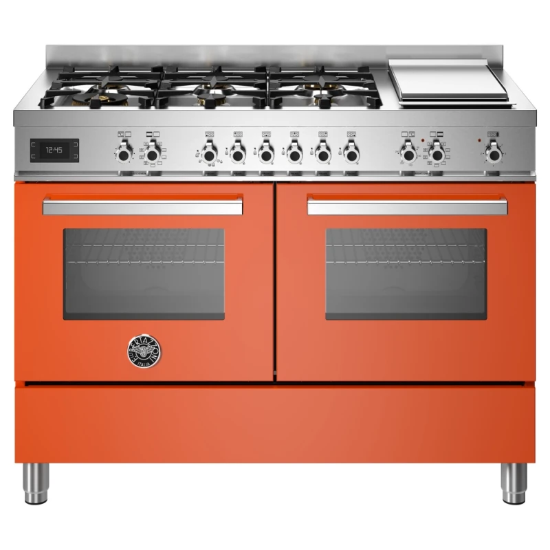 Image of Bertazzoni PRO126G2EART 120cm Professional Dual Fuel Range Cooker - Orange PRO126G2EART