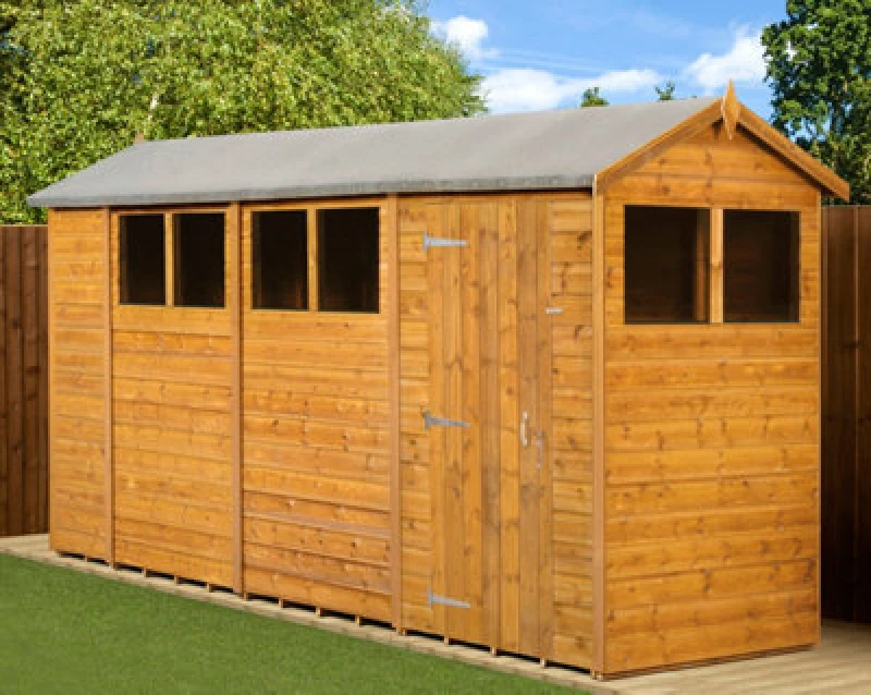 Image of Empire Sheds Empire Modular Apex 4X14 Dipped Treated Tongue And Groove Wooden Garden Shed Windows (4' X 14' / 4ft X 14ft) (4X14)
