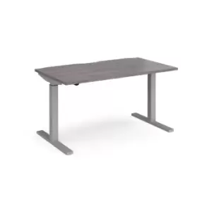 Image of Dams Elev8 Mono straight sit-stand desk 1400mm x 800mm - silver frame, grey oak