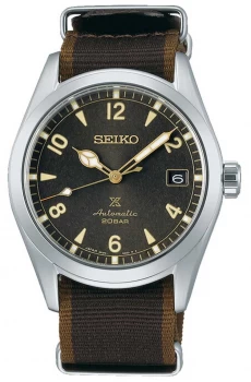 Image of Seiko Alpinist Black/Brown Nylon Strap Black Dial Watch