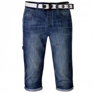 Image of No Fear Belted Shorts Mens - Dark Wash