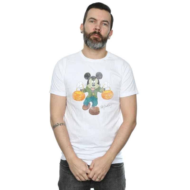 Image of Disney Men Frankenstein Mickey Mouse T-Shirt in White Size: Small White S Male 5057736143278