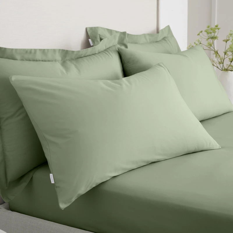 Image of Bianca 200 TC Cotton Percale Standard Pillowcase Pair Sage Green unisex Standard