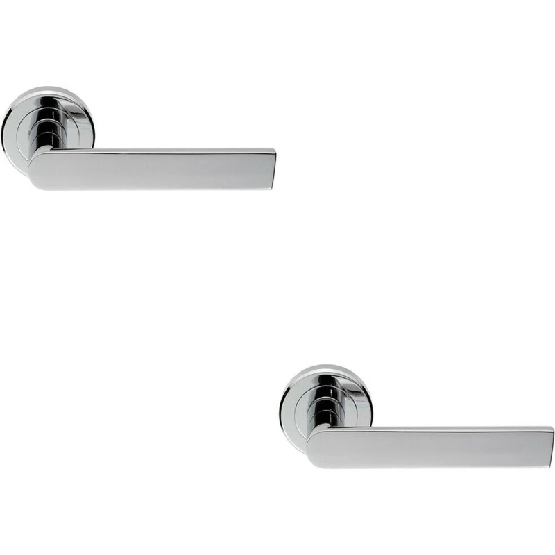 Image of Loops 2x PAIR Flat Rectangular Bar Handle on Round Rose Concealed Fix Polished Chrome Multi