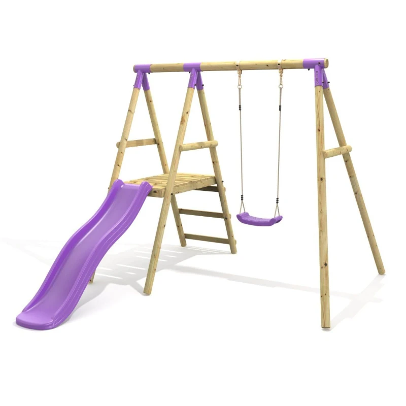 Image of OutdoorToys Rebo Single Swing Set with Slide Kids - Apollo Purple Purple Unisex