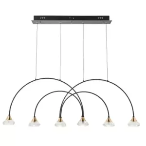 Image of Zander 6 Light Integrated LED Warm White Bar Ceiling Pendant Matt Black