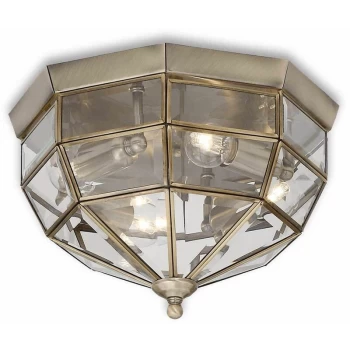 Image of Ideal Lux Norma - 3 Light Indoor Wall / Ceiling Light Antique Brass, Clear Glass, E14