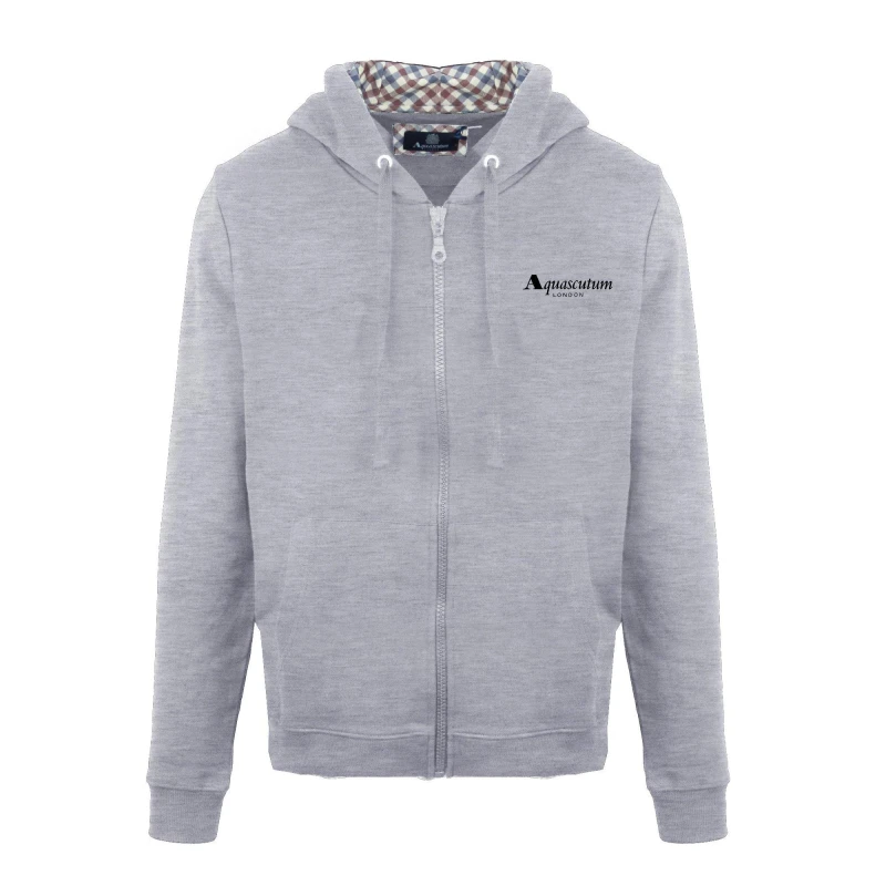 Image of Aquascutum Mens Zip Hood Sweat Zip Hoodie Grey male Small