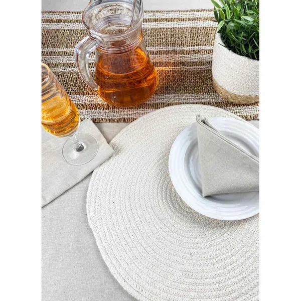 Image of Esselle Tay Seagrass/ Cotton Table Runner 35X180cm Cream Colour