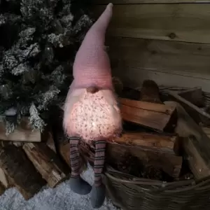 Image of 50cm Premier Christmas Sitting Female Light Up LED Gonk with Dangly Legs in Pink Hat
