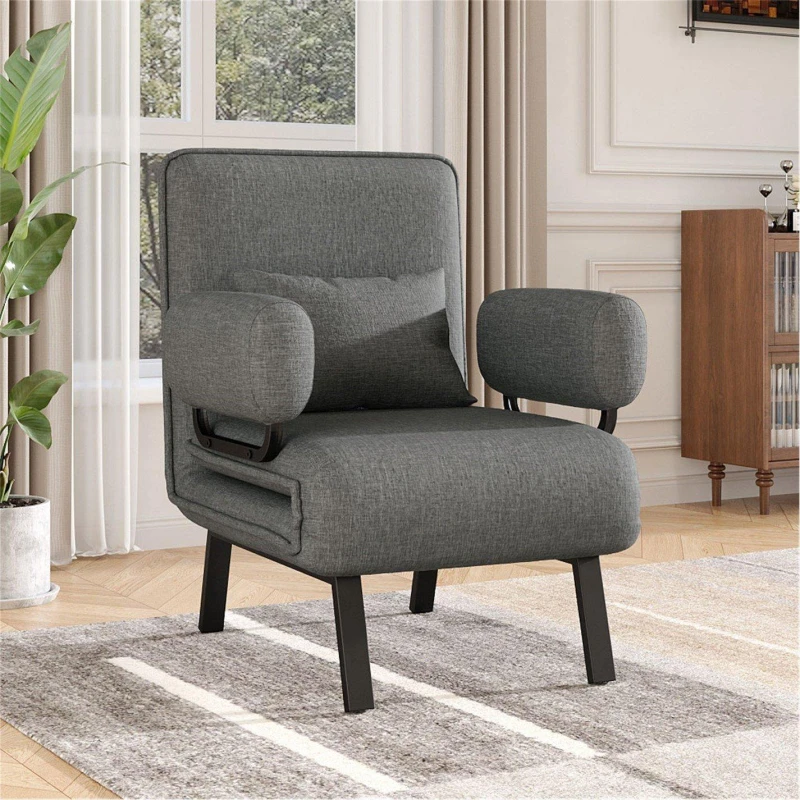 Image of Cottonfy UK Convertible Sofa Bed with Pillow and Pocket - Grey,Black Grey,Black M