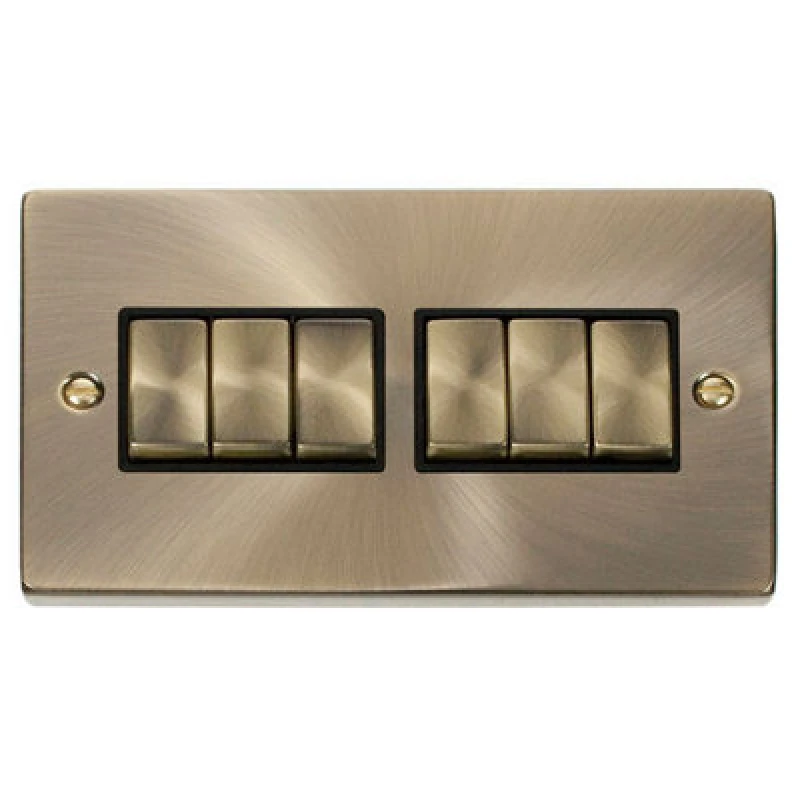 Image of SE Home Antique Brass 10A 6 Gang 2 Way Ingot Light Switch Gold unisex