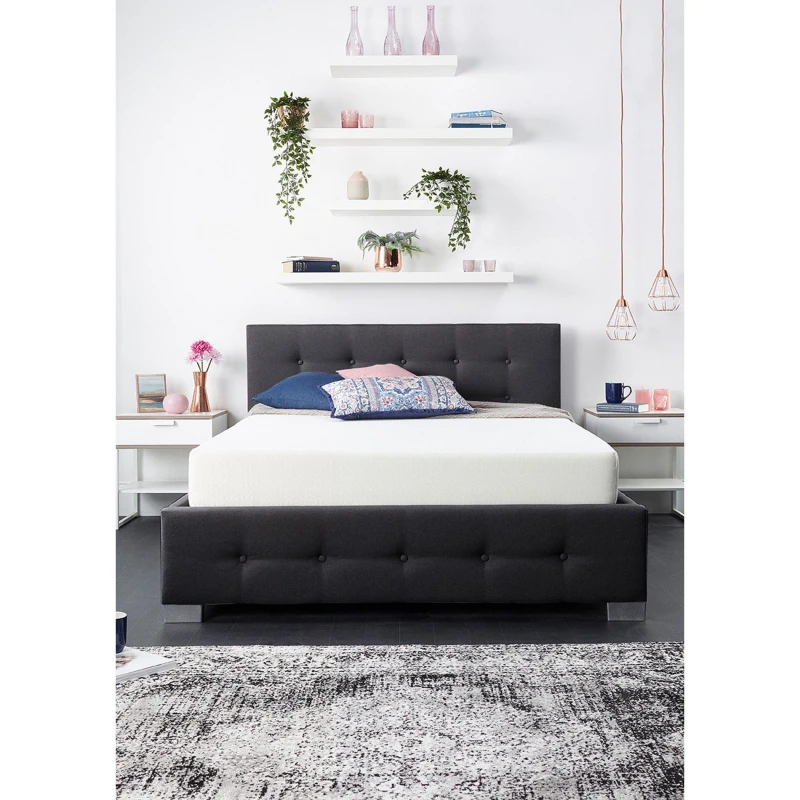 Image of Aspire Aspire Olivier Divan, Plush Fabric, Strutted Headboard, No Drawers Navy