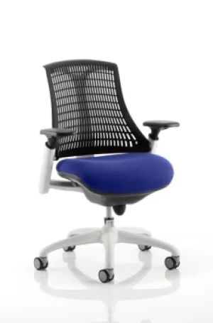 Image of Flex Task Operator Chair White Frame Black Back Bespoke Colour Seat Admiral Blue