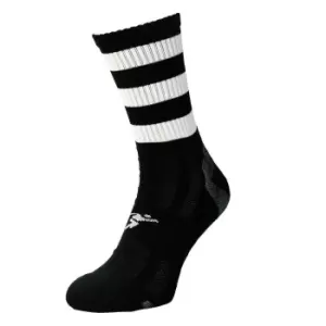 Image of Precision Childrens/Kids Pro Hooped Football Socks (12 UK Child-2 UK) (Black/White)