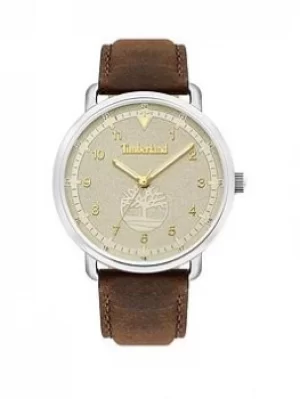 Image of Timberland Robbinston Mens Leather Watch, Tan, Men