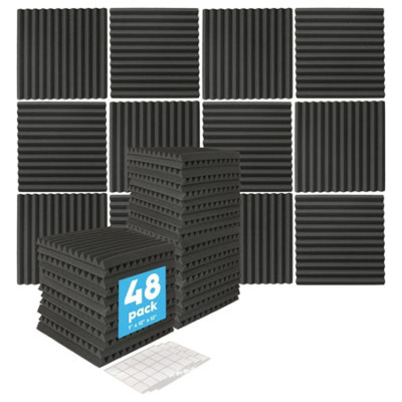 Image of Harbour Housewares 48X Acoustic Panels - 2.5 X 30 X 30Cm (1" X 12" X 12") - Noise Dampening Studio Foam Tile Soundproofing Pad