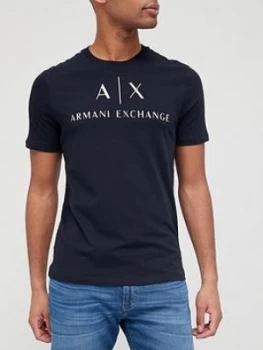 Image of Armani Exchange AX Script Logo T-Shirt Navy Size M Men