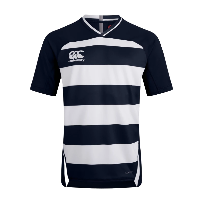 Image of Canterbury Canterbury Men Evader Hooped Vapodri Jersey in Navy Size: 2X-large Navy XXL Male 5063806447269