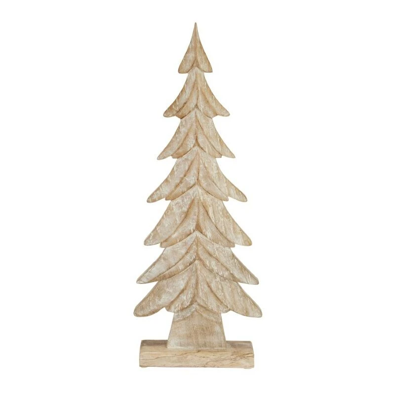 Image of Love Lace Carved Wood Christmas Tree Brown