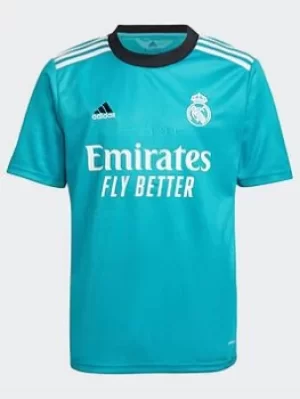 Image of adidas Real Madrid 21/22 Third Jersey, Light Green, Size 11-12 Years