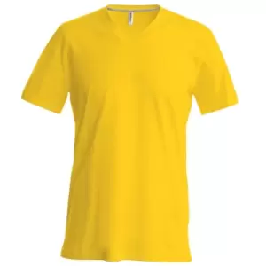 Image of Kariban Mens Short Sleeve V Neck Slim Fit T-Shirt (S) (Yellow)