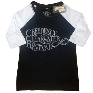 Image of Creedence Clearwater Revival - Vintage Logo Ladies Small T-Shirt - Black,White