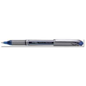 Image of Pentel Energel Plus Metal 0.7mm Tip 0.35mm Line Liquid Gel Rollerball Pen Blue Pack of 12