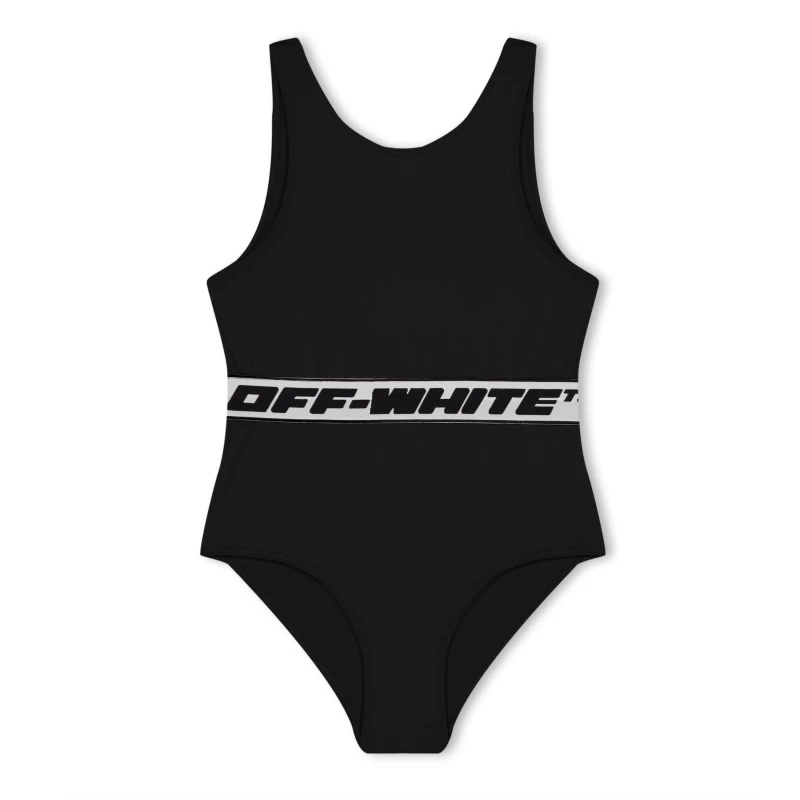 Image of Off White Kids Logo Swimsuit Black female 4Y